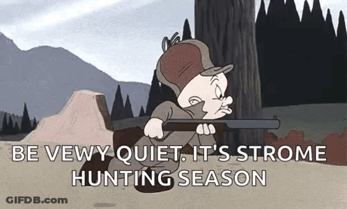 Elmer Fudd From Looney Tunes Is Holding A Rifle In A Cartoon . GIF