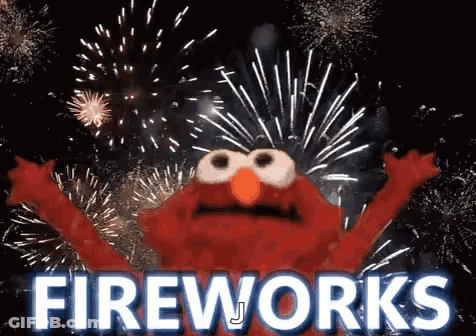 Elmo Celebrating Fourth Of July With Fireworks GIF