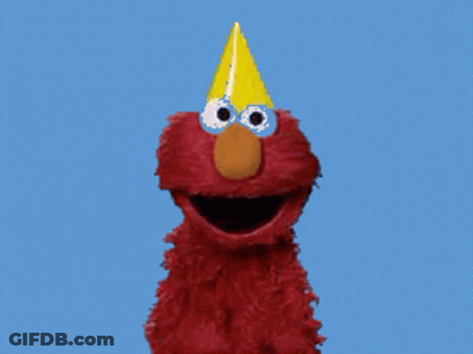 Elmo Dancing With Party Hat GIF