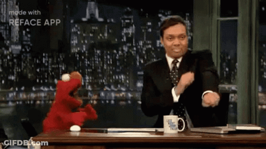 Elmo Dancing With Tv Host GIF