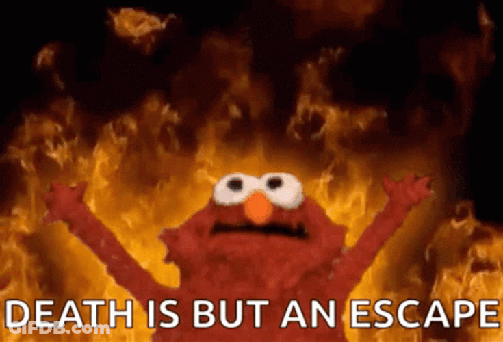 Elmo Fire Burn Death Escape GIF
