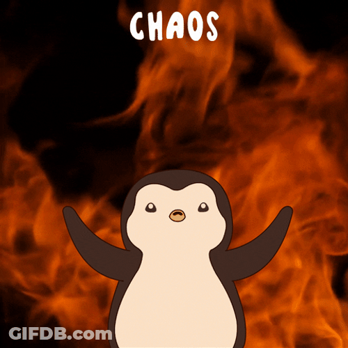 Elmo Fire Chaos Pudgy Penguins GIF