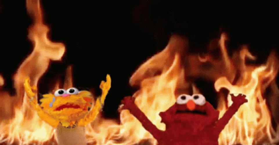Elmo Fire Puppets On Fire GIF