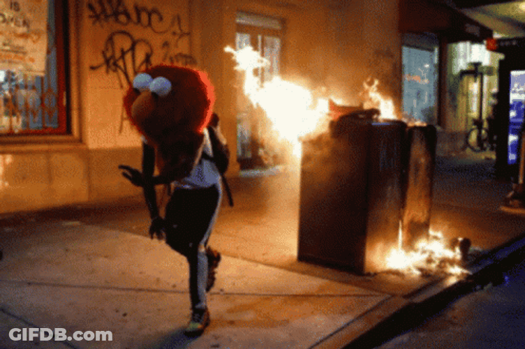 Elmo Fire Riot Street Protest GIF
