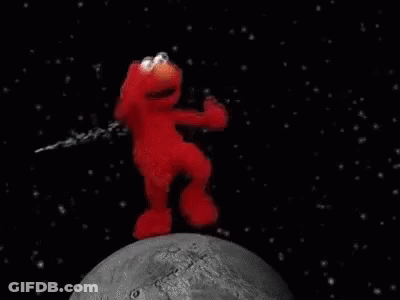 Elmo From Sesame Street Dancing On The Moon GIF