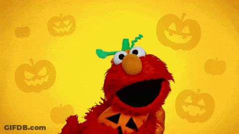 Elmo From Sesame Street Holding Pumpkin GIF