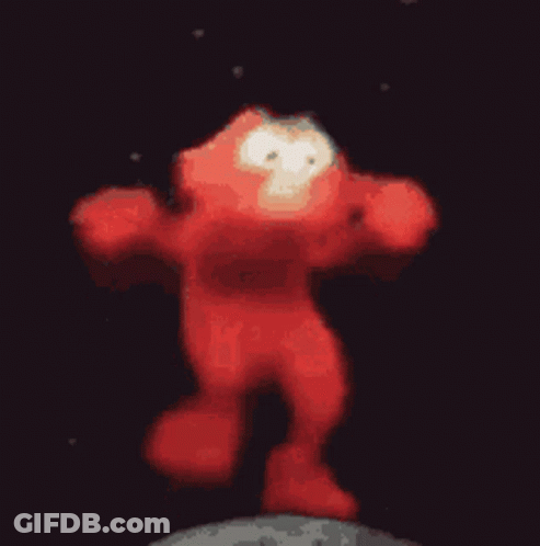 Elmo From Sesame Street Is Dancing In Space GIF