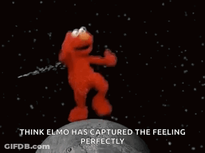 Elmo From Sesame Street Is Dancing On The Moon In Space . GIF