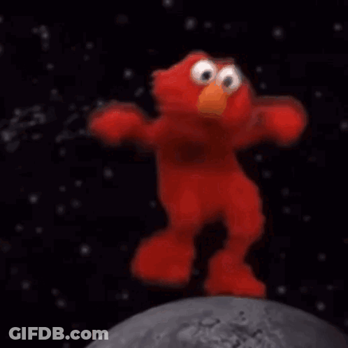 Elmo From Sesame Street Is Dancing On The Moon . GIF