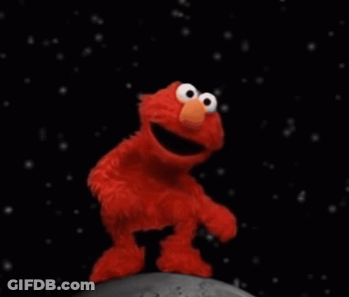 Elmo From Sesame Street Is Dancing On The Moon GIF