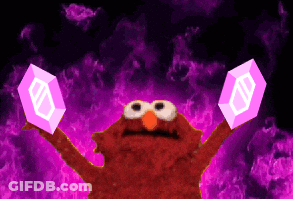 Elmo From Sesame Street Is Holding Two Pink Blocks In His Hands GIF