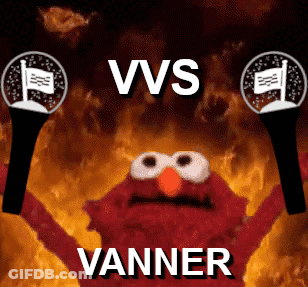 Elmo From Sesame Street Is Holding Up A Pair Of Microphones With The Words Vvs Vanner Underneath Him GIF