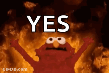 Elmo From Sesame Street Is On Fire And Says Yes GIF