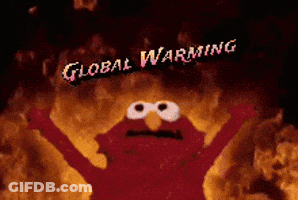 Elmo From Sesame Street Is On Fire With The Words Global Warming Below Him GIF