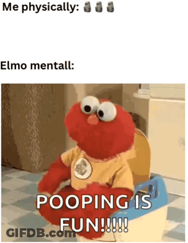 Elmo From Sesame Street Is Sitting On A Potty And Saying Pooping Is Fun ! GIF
