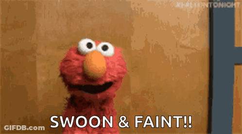 Elmo From Sesame Street Is Smiling And Saying Swoon And Faint ! GIF
