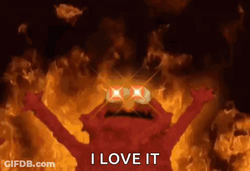 Elmo Standing In Front Of Fire Arms Outstretched GIF