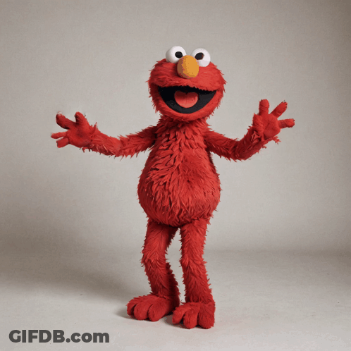 Elmo From Sesame Street Is Standing In Front Of A White Background GIF