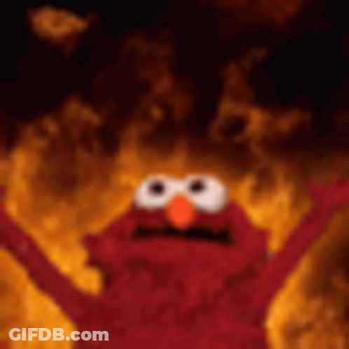 Elmo From Sesame Street On Fire GIF