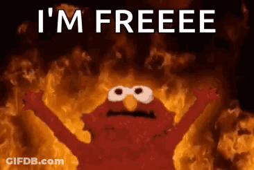Elmo From Sesame Street On Fire Says Freeee GIF
