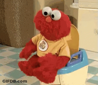 Elmo From Sesame Street Sits On A Potty GIF