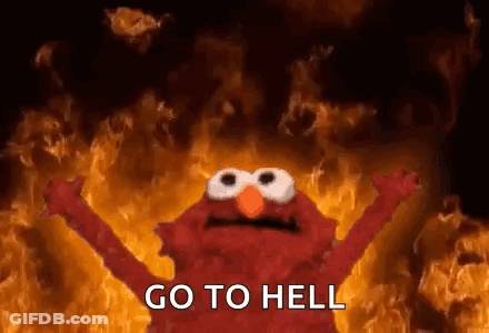 Elmo From Sesame Street Standing In Front Of Fire GIF
