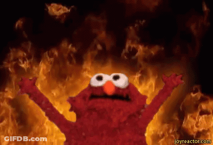 Elmo From Sesame Street Surrounded By Flames GIF