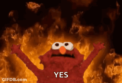 Elmo From Sesame Street Wall Of Fire GIF