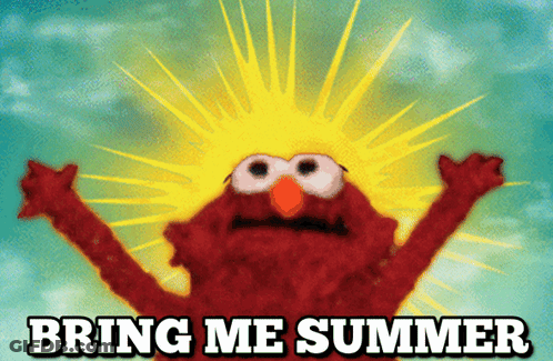 Elmo From Sesame Street With The Sun Behind Him And The Words Bring Me Summer GIF