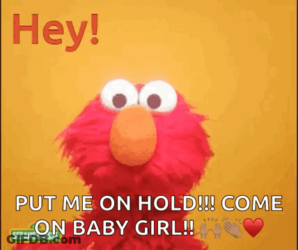 Elmo Holding Baby Girl Hey Put Me On Hold Come On Baby Girl GIF