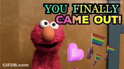 Elmo Holding Heart And Rainbow Flags Saying You Finally Came Out GIF