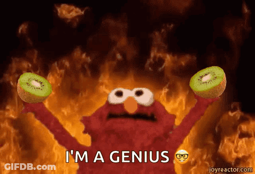 Elmo Holding Two Kiwis Saying I'm A Genius GIF