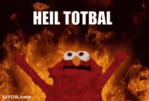 Elmo In Front Of Fire With Heil Totbal GIF
