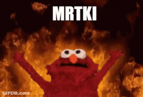 Elmo Is In The Middle Of A Fire With The Word Mrtki Written Above Him GIF