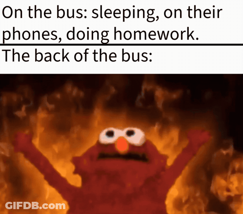 Elmo Is On The Bus Sleeping On Their Phones Doing Homework The Back Of The Bus GIF