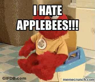 Elmo Is Sitting On A Potty With The Caption " I Hate Applebees !!! " GIF