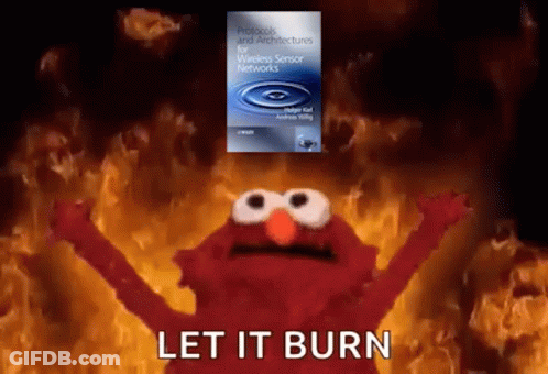 Elmo Is Standing In Front Of A Book Titled Protocols And Architectures For Wireless Sensor Networks GIF