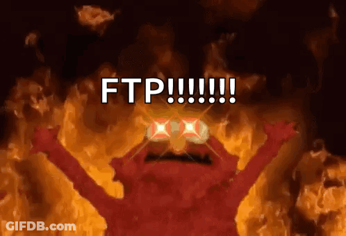 Elmo Standing In Front Of Fire With FTP GIF