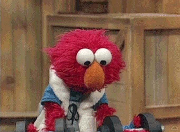 Elmo Lifting Dumbbell GIF