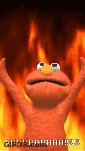 Elmo On Fire With Arms Outstretched GIF