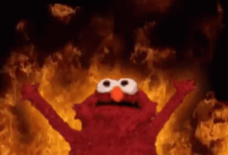 Elmo Raising Hands Heat Fire GIF