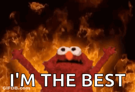 Elmo Saying I'm The Best In Front Of Fire GIF