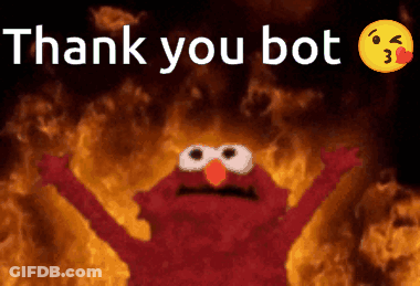 Elmo Says Thank You Bot In Front Of Flames GIF