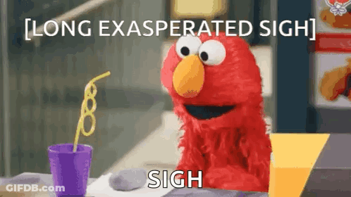 Elmo Sitting Drinking From Purple Cup GIF