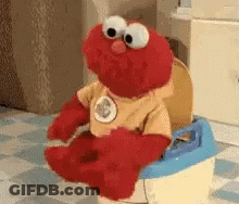 Elmo Sitting On Toilet GIF
