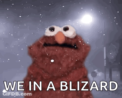 Elmo Standing In Snow Blizzard GIF