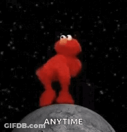 Elmo Standing On Moon Holding Planet GIF