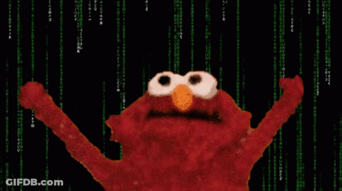 Elmo Stands In Front Of A Matrix Background GIF