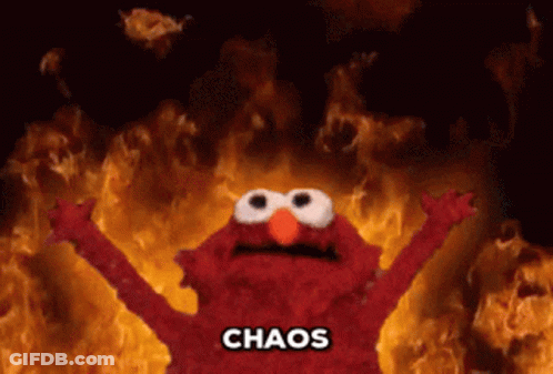 Elmo Surrounded By Flames Chaos GIF