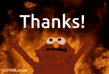Elmo Surrounded By Flames Saying Thanks GIF